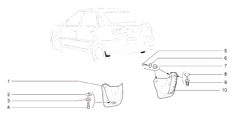Фартуки заднего крыла