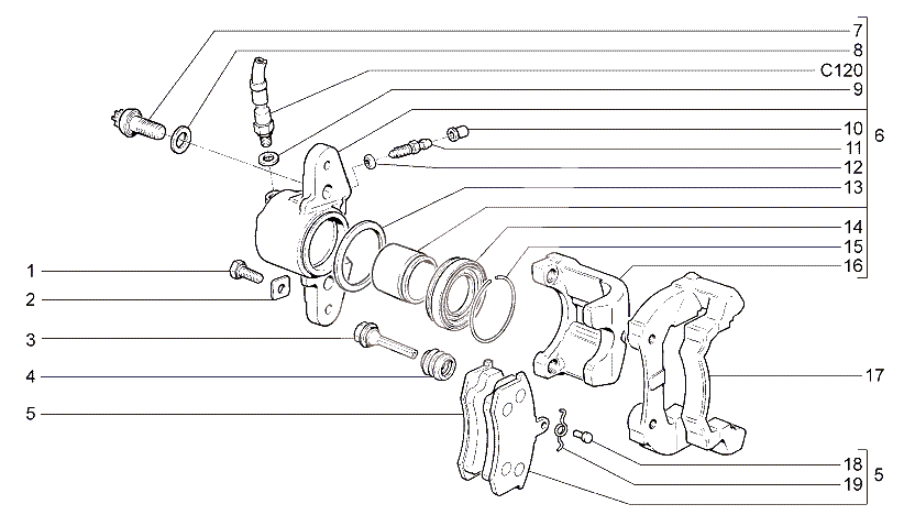 Элементы передних тормозов