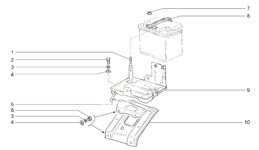 Установка батареи аккумуляторной