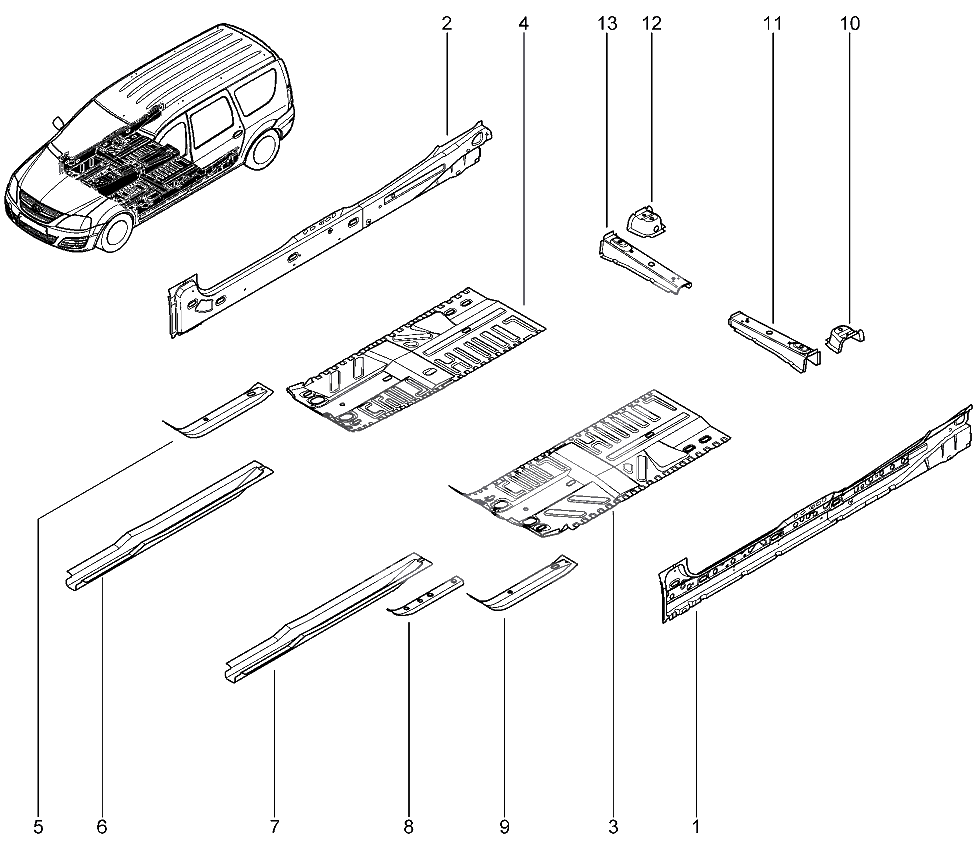 Элементы нижние средние