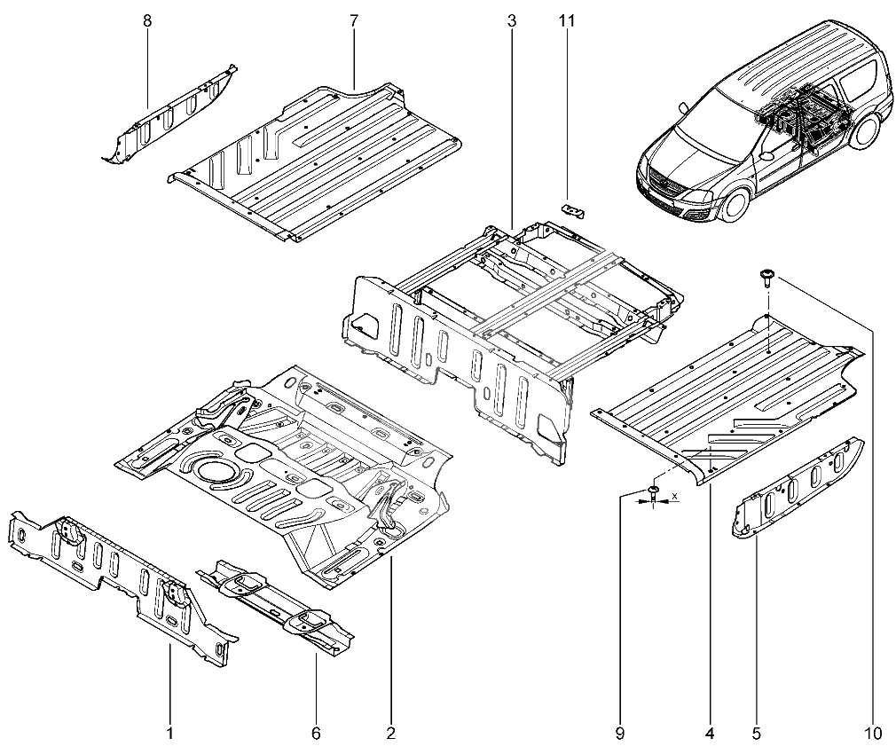 Элементы нижние задние