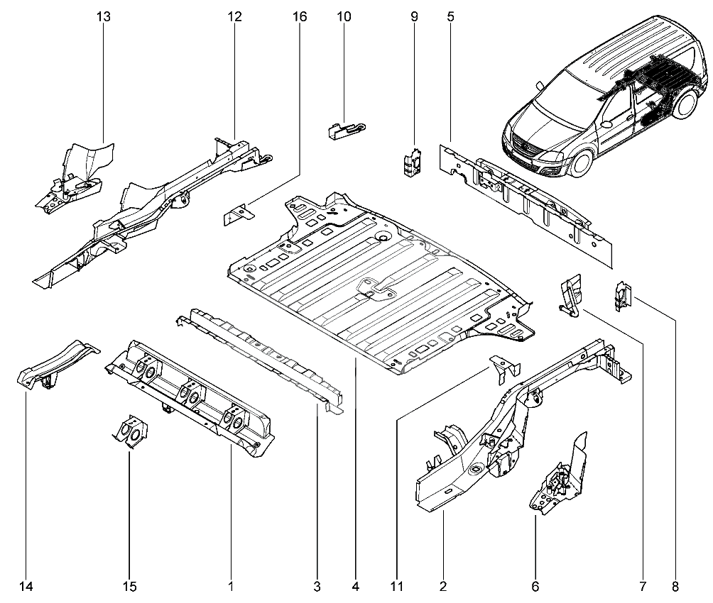 Элементы нижние багажника