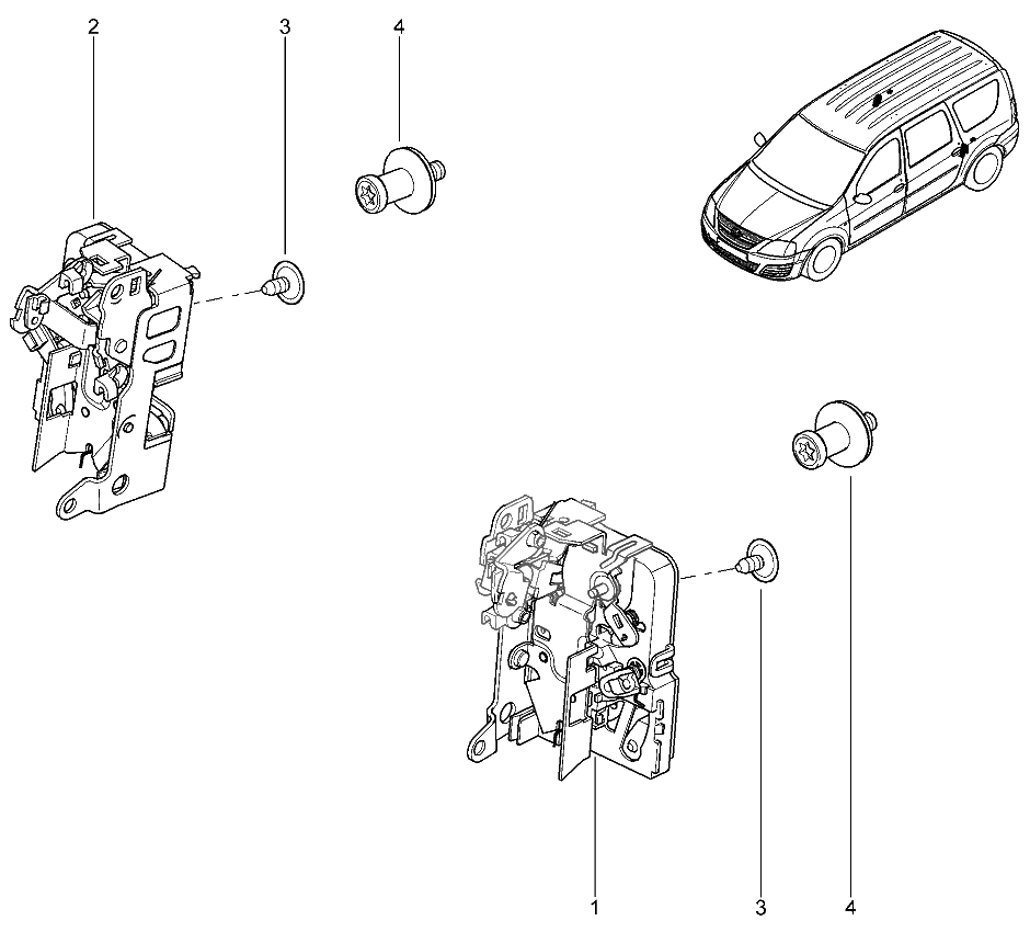Замки задних дверей