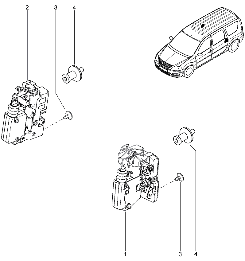 Замки задних дверей