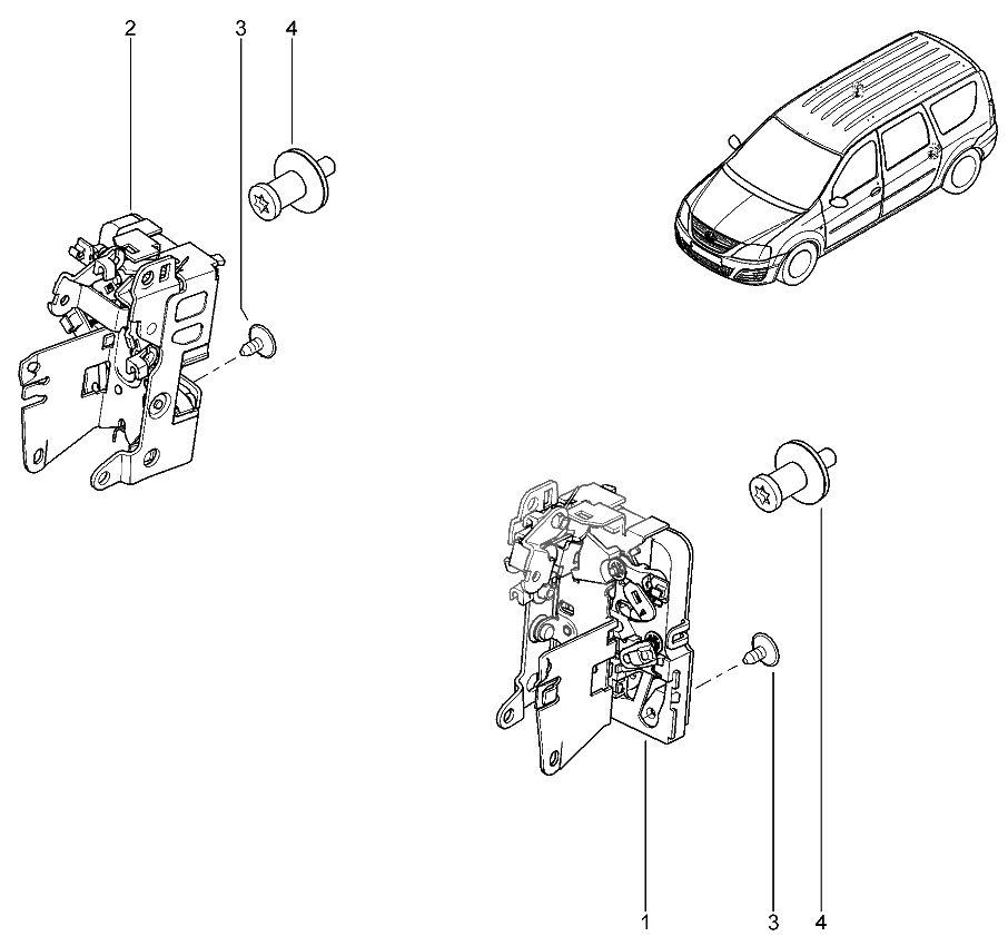 Замки задних дверей
