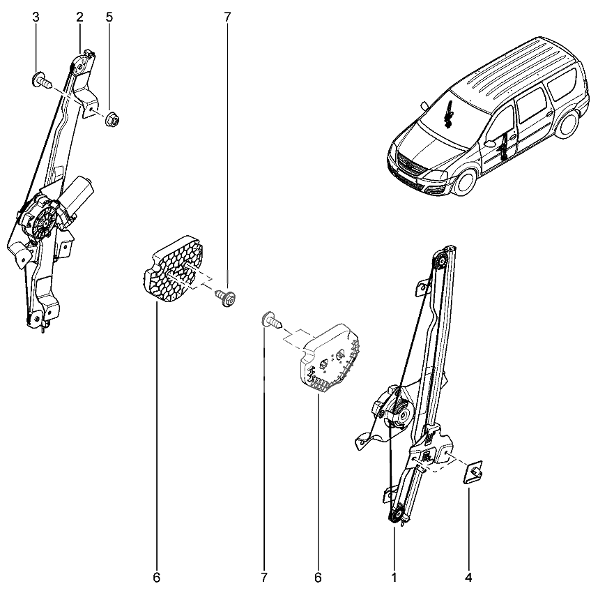 Электрический стеклоподъемник передних дверей