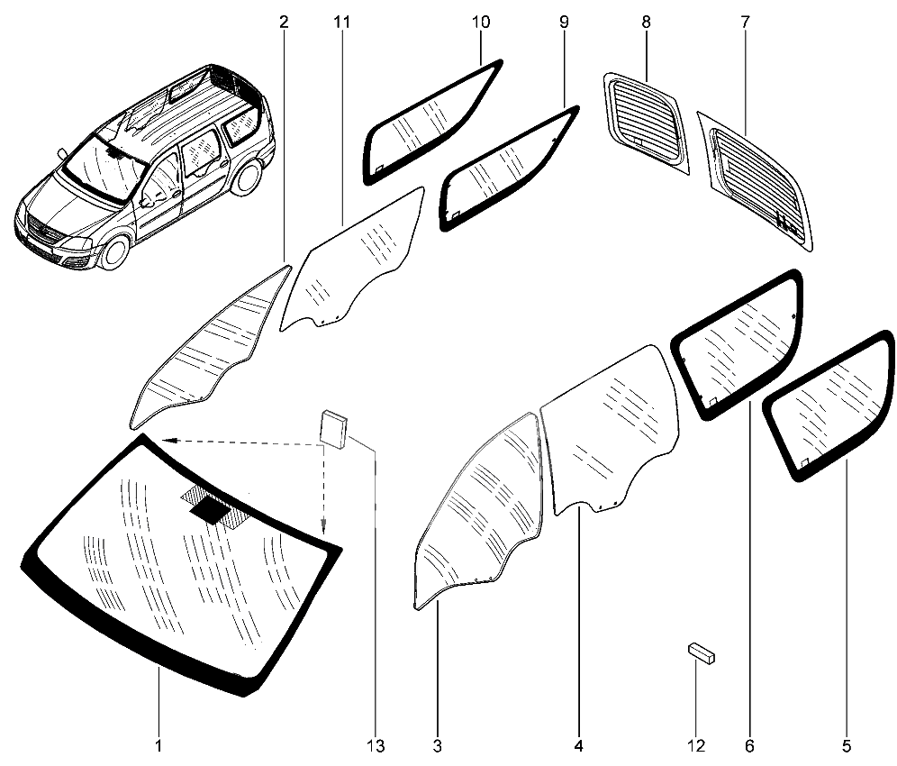 Стекла (периметр кузова)