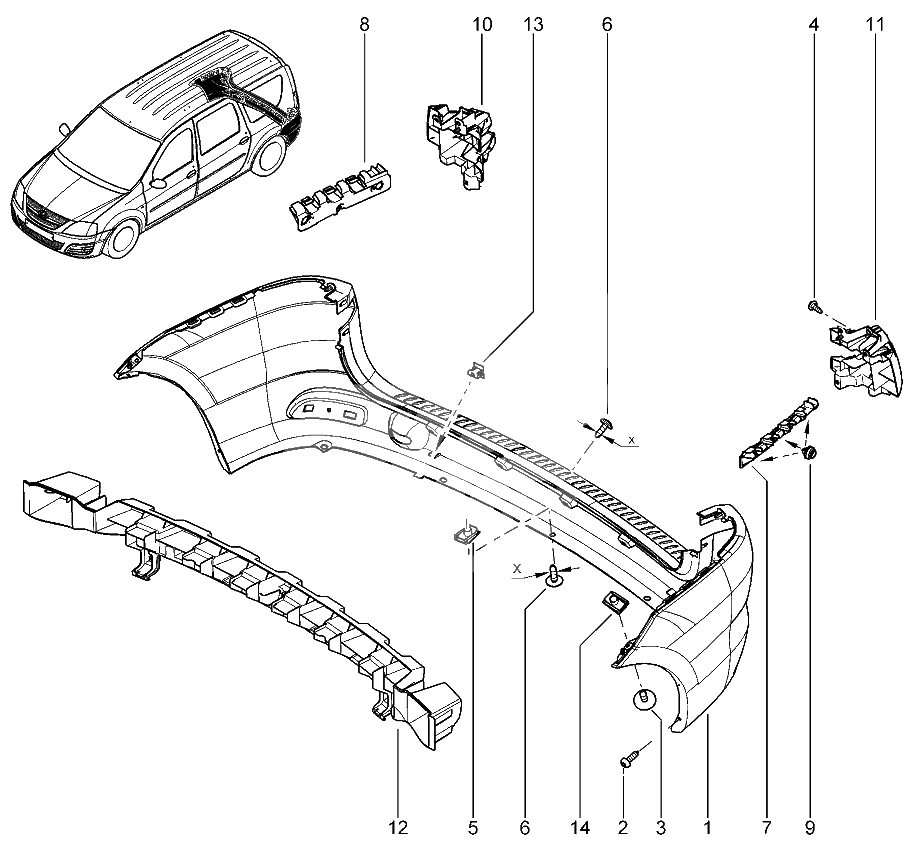 Бампер задний