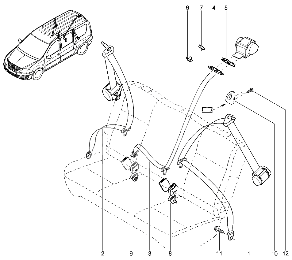 Ремни безопасности задние