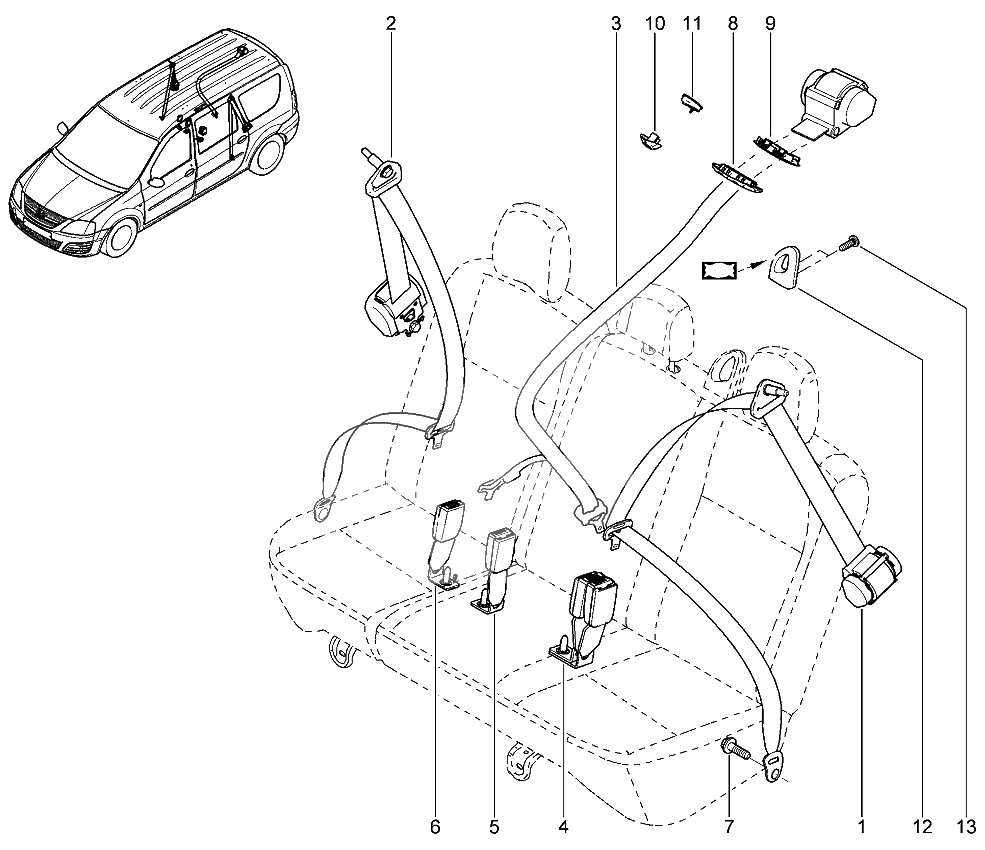 Ремни безопасности задние