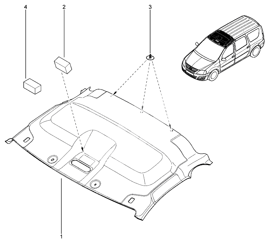 Обивка потолка передняя