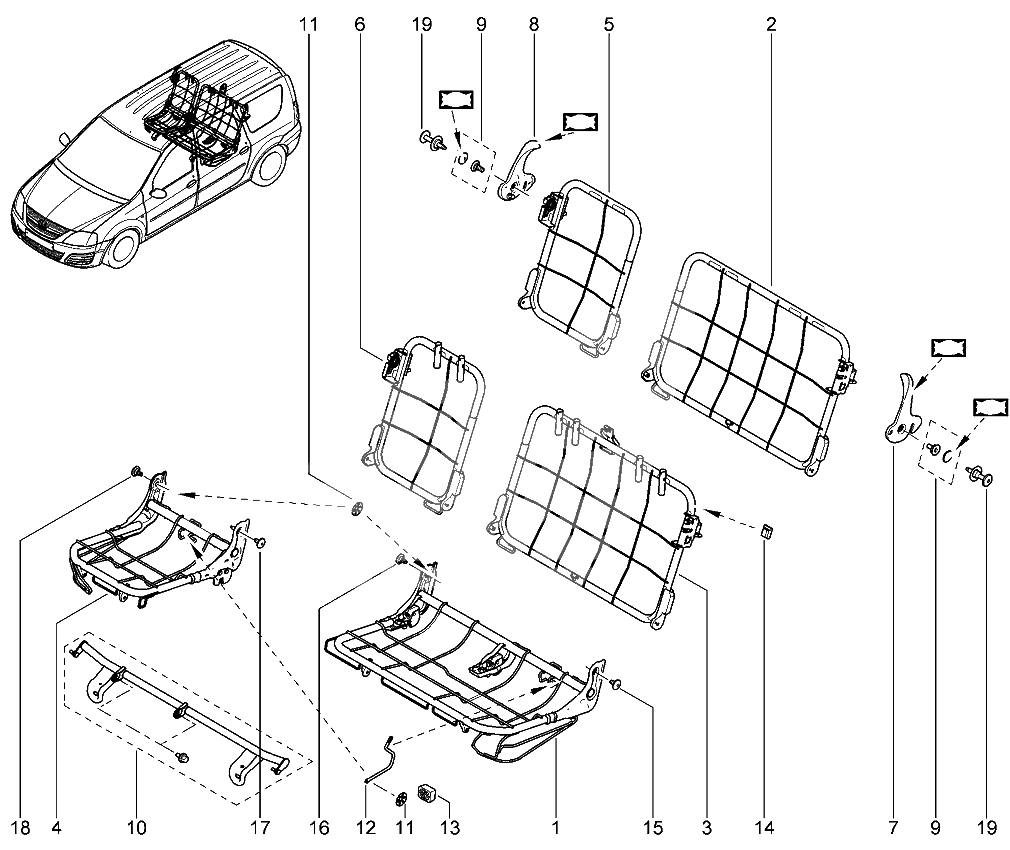 Каркас сидений передних