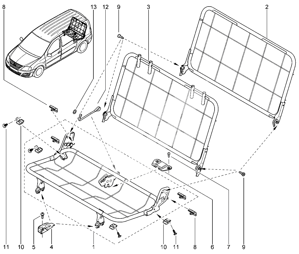 Каркас сидений 3-й ряд