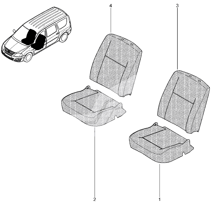 Подушка, спинка передних сидений