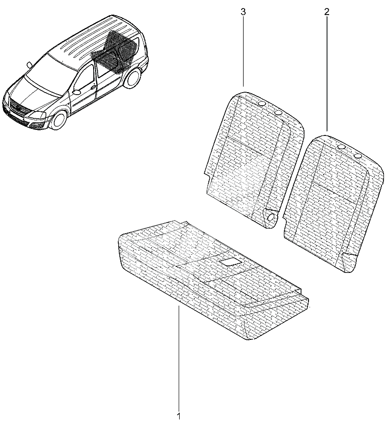 Подушка, спинка задних сидений (1/3)