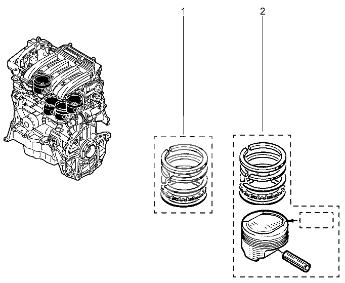 Двигатель (16 КЛ) (кольца, поршень)
