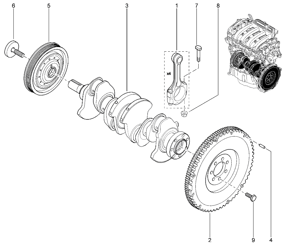 Коленвал, маховик (16 КЛ)