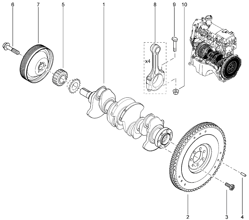 Коленвал, маховик (8 КЛ)