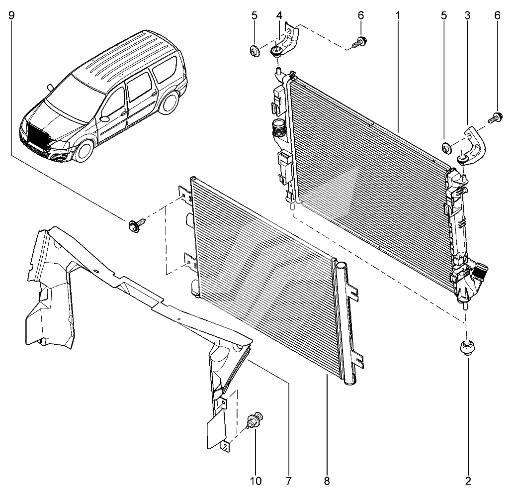 Радиатор охлаждения двигателя