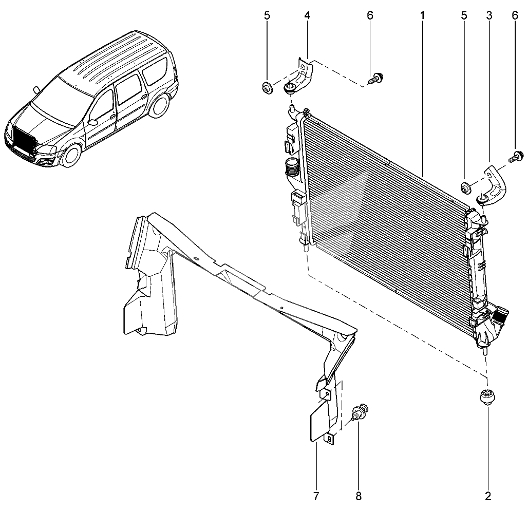Радиатор охлаждения двигателя
