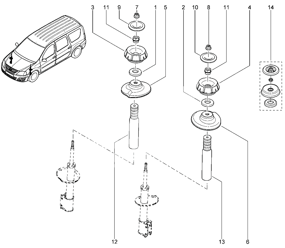 Опора передней стойки