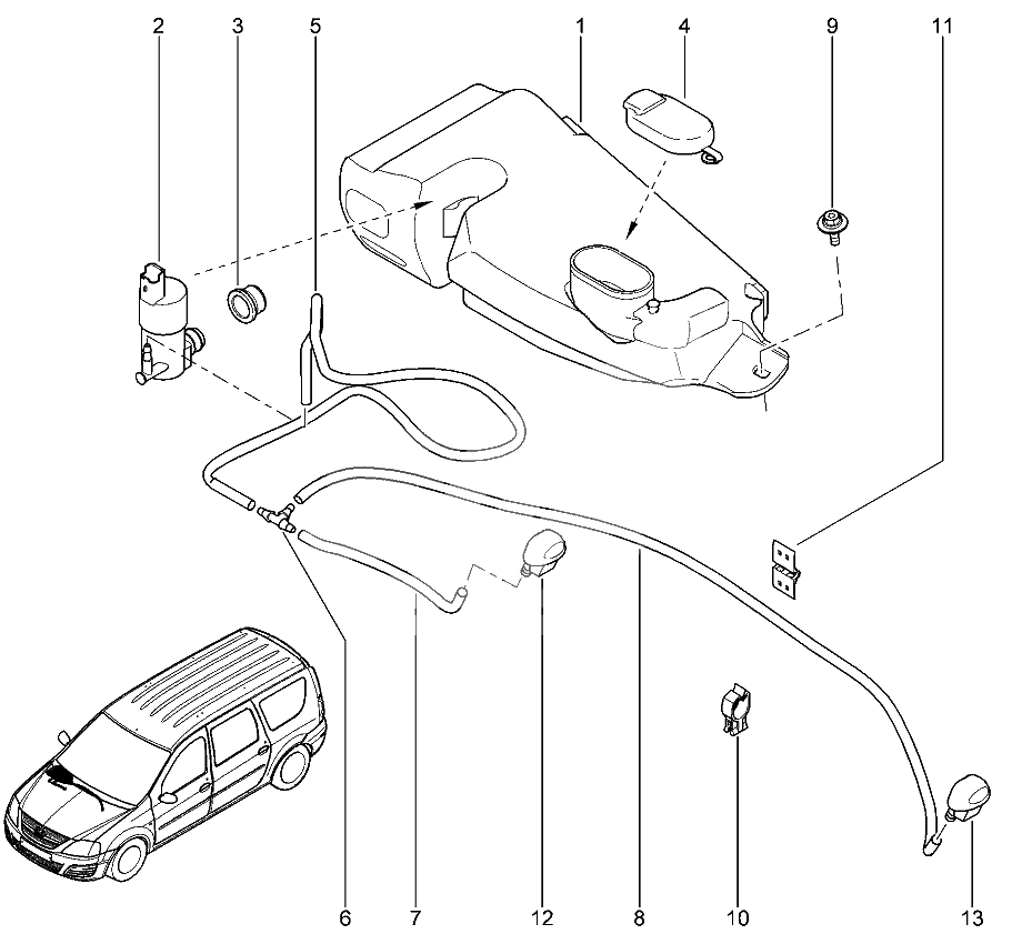 Омыватель передних стекол