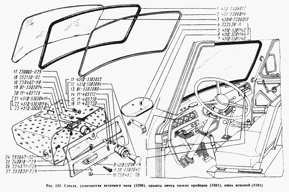 Крышка лючка панели приборов, ящик вещевой
