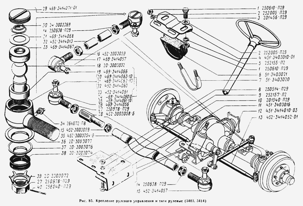 Крепление рулевого управления, тяги рулевые