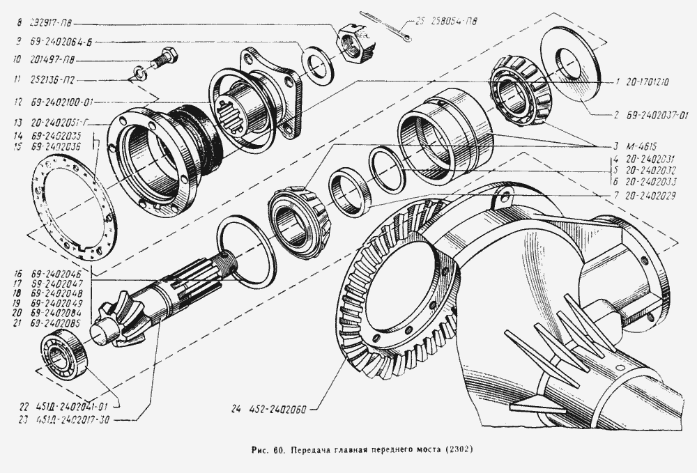 Передача главная переднего моста