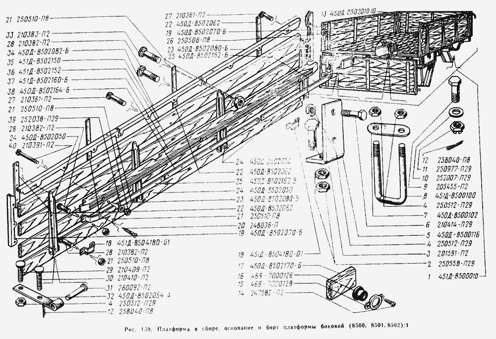 Платформа в сборе, борт платформы боковой