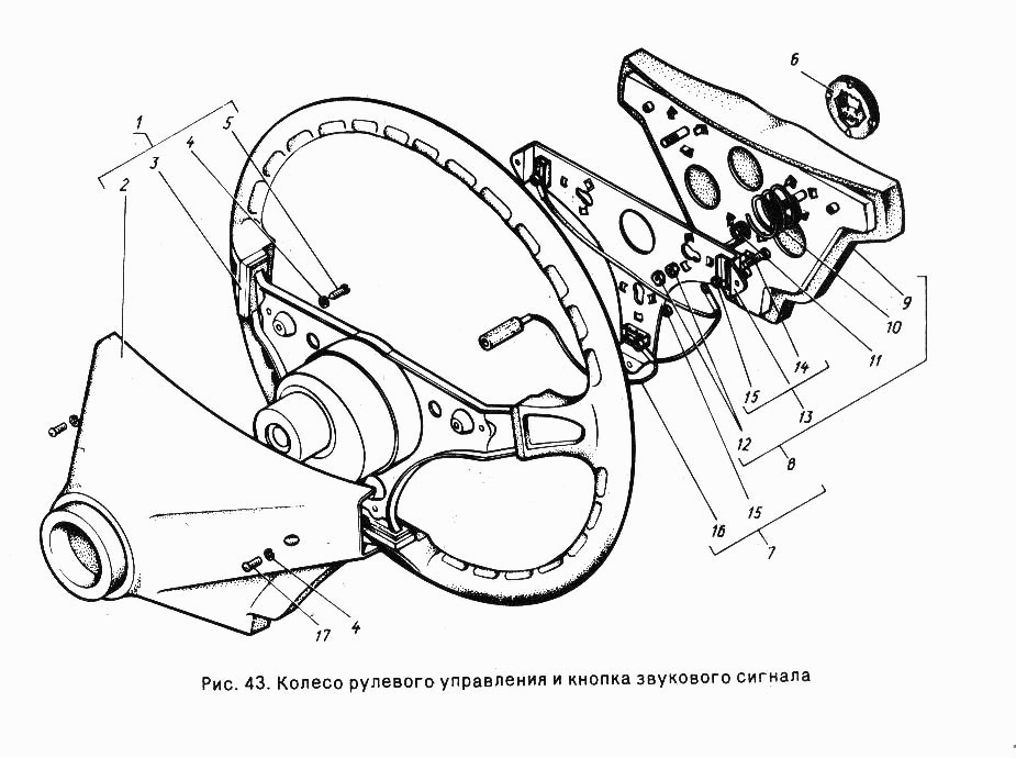 Колесо рулевого управления и кнопка звукового сигнала