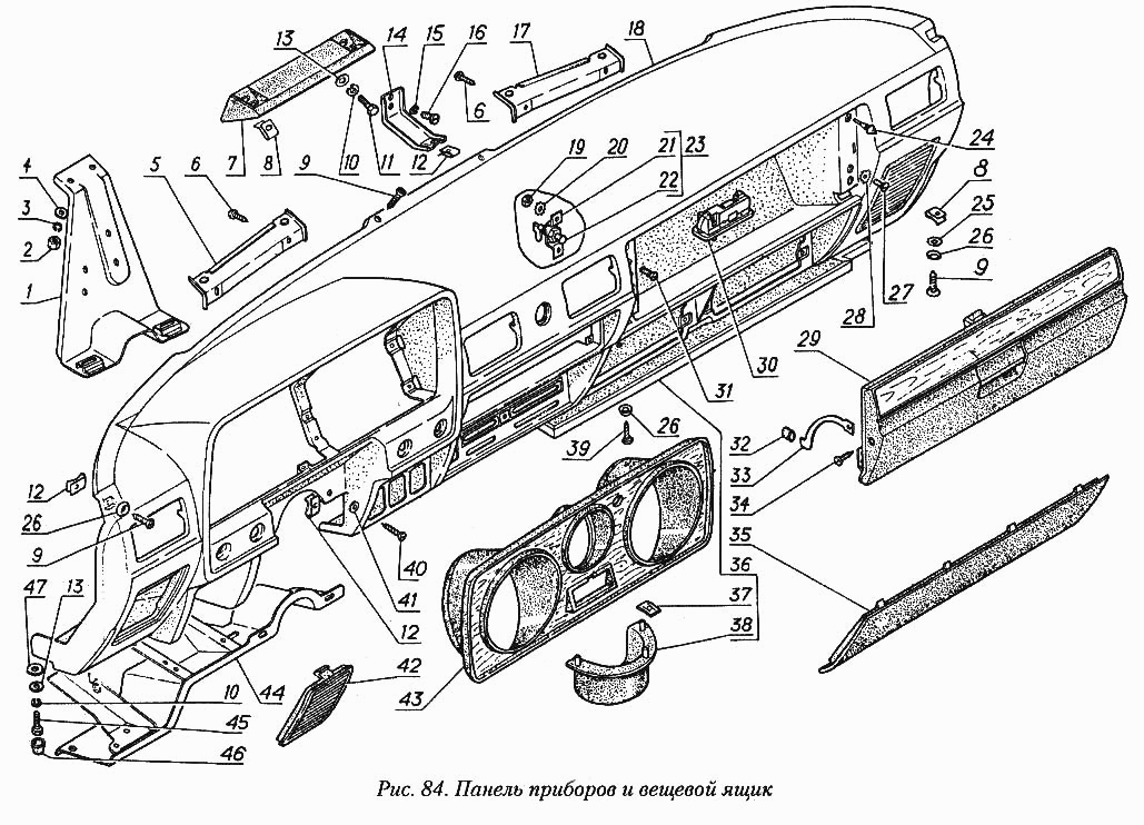 Панель приборов и вещевой ящик