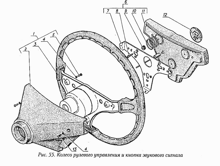Колесо рулевого управления и кнопка звукового сигнала