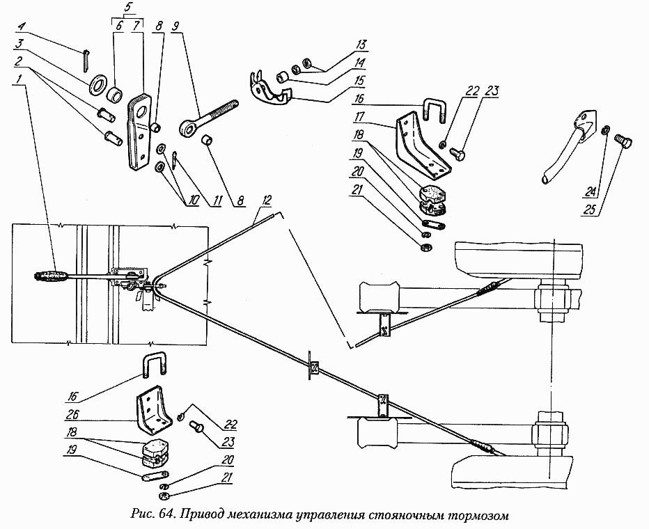 Привод механизма управления стояночным тормозом