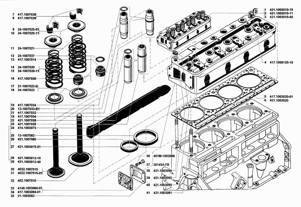 Головка блока цилиндров с клапанами