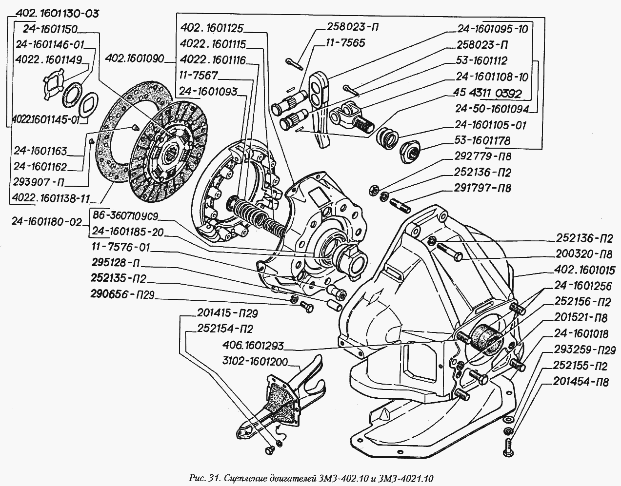 Сцепление двигателей ЗМЗ-402.10 и ЗМЗ-4021.10