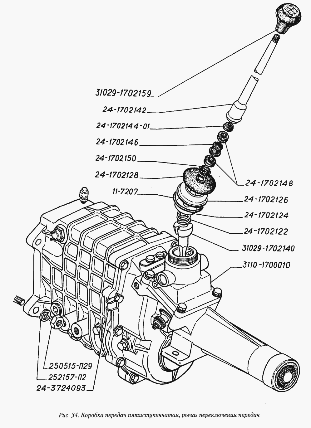 Коробка передач пятиступенчатая, рычаг переключения передач