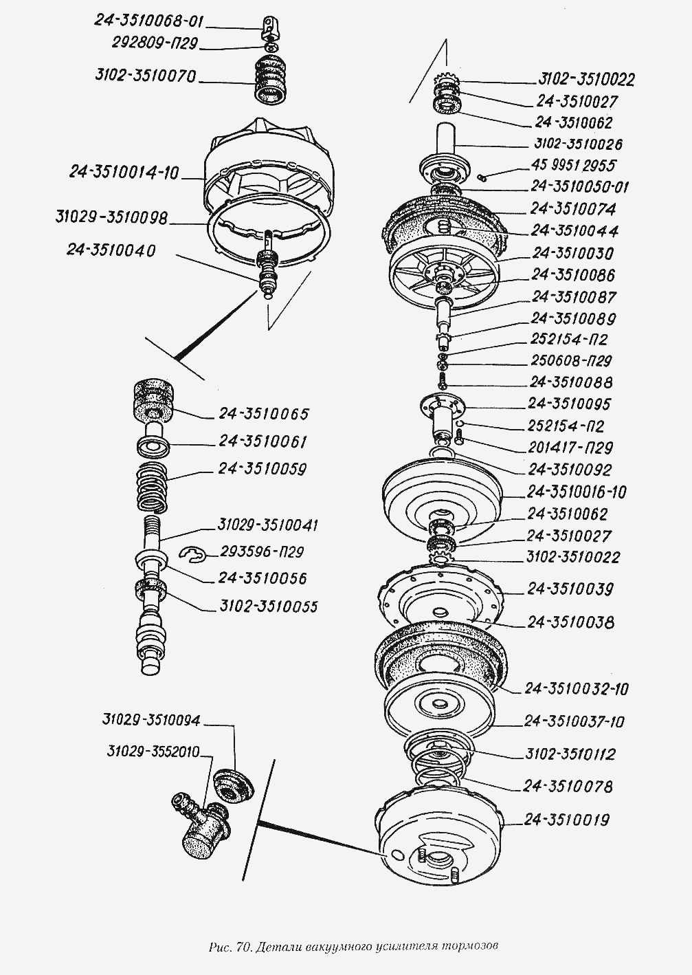 Детали вакуумного усилителя тормозов