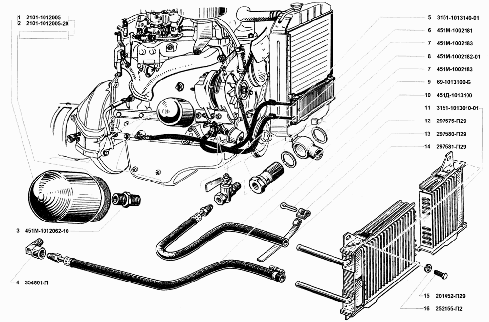 Фильтр очистки масла и радиатор масляный