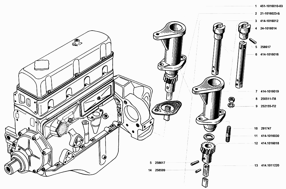 Привод распределителя зажигания и масляного насоса
