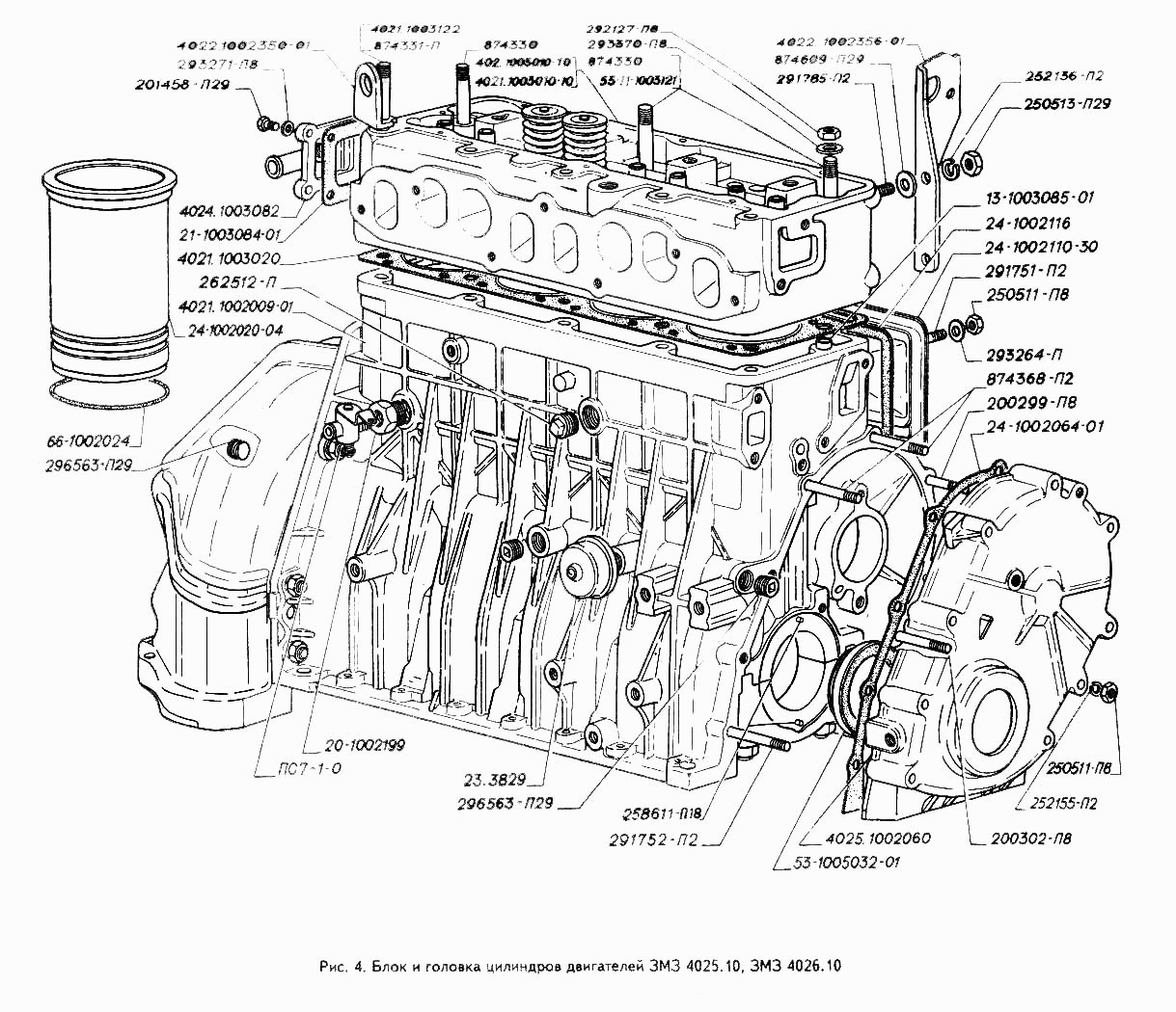 Блок и головка цилиндров двигателей ЗМЗ 4025.10, ЗМЗ 4026.10