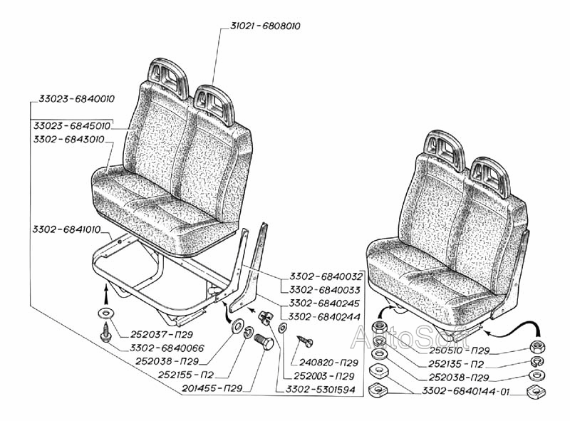 Двухместное сиденье кабины