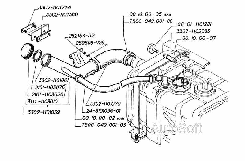 Бак топливный пластмассовый с горловиной и пробкой