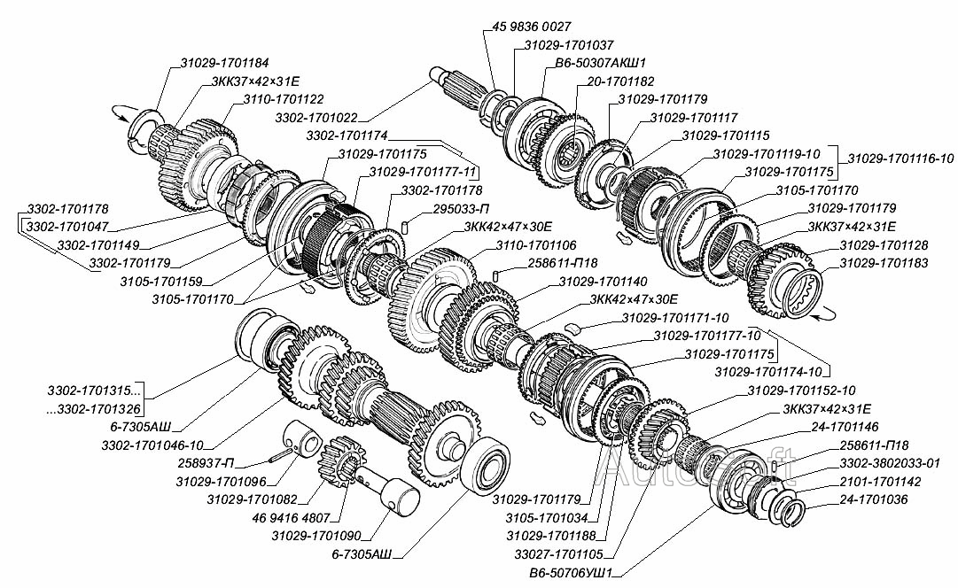 Валы и шестерни коробки передач (для автомобилей выпуска с 2004 г.)