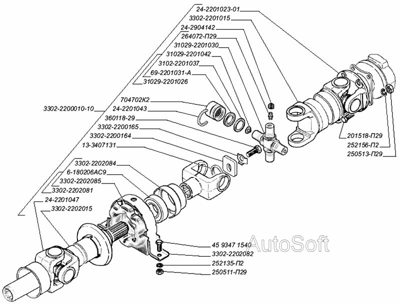 Передача карданная трансмиссии (для автомобилей выпуска с апреля 2002 г.)