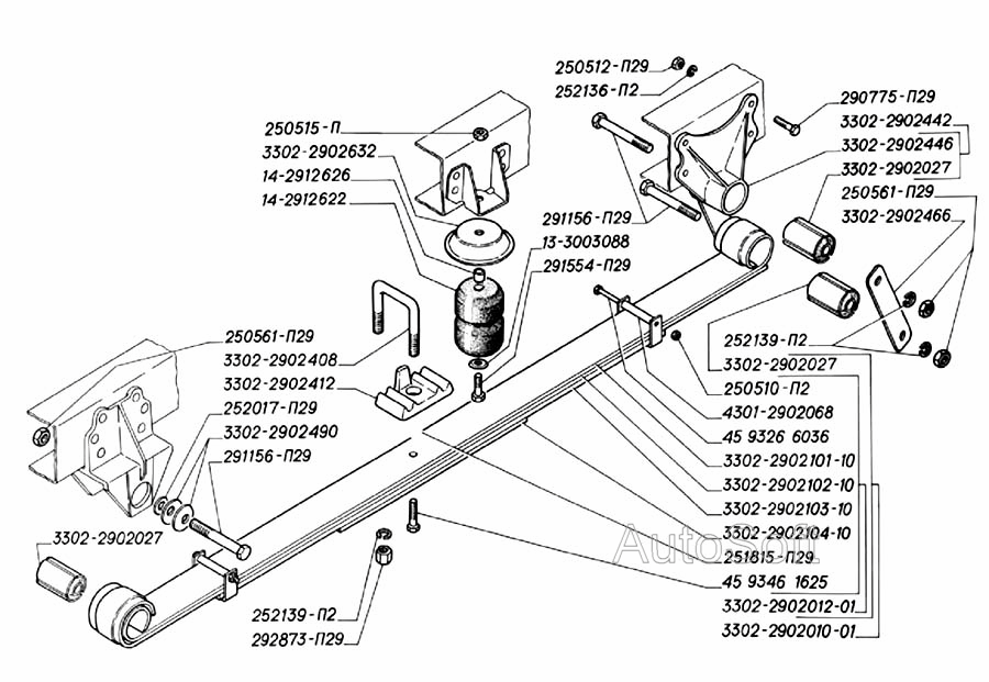 Рессора передняя многолистовая (для автомобилей выпуска до апреля 2000 г.)