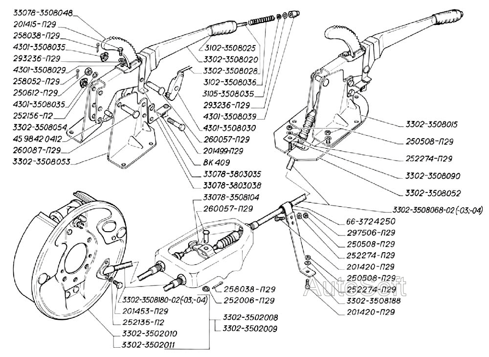 Тормоз стояночный и его привод
