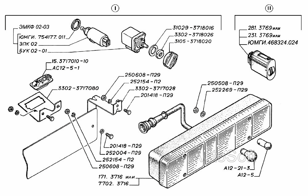 Фонари задние, электрокорректор головных фар