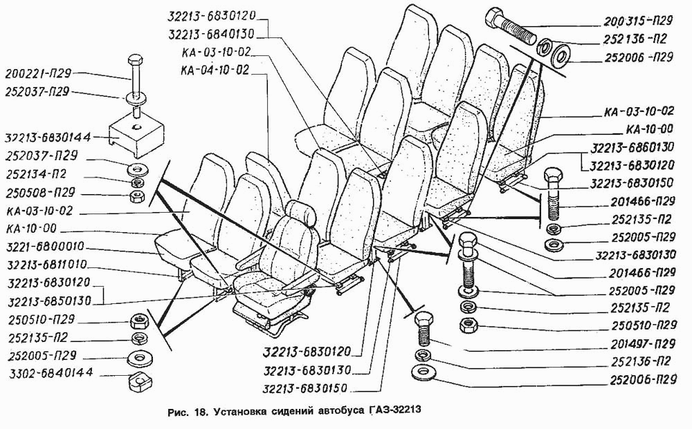 Установка сидений автобуса ГАЗ-32213