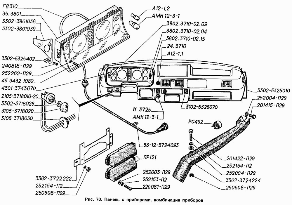 Панель с приборами, комбинация приборов